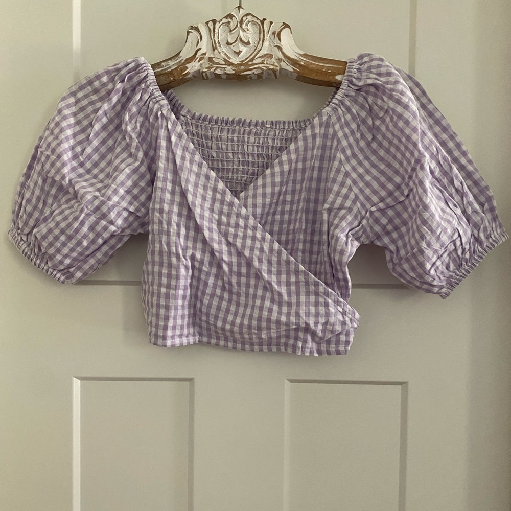 Purple Gingham Women's Top